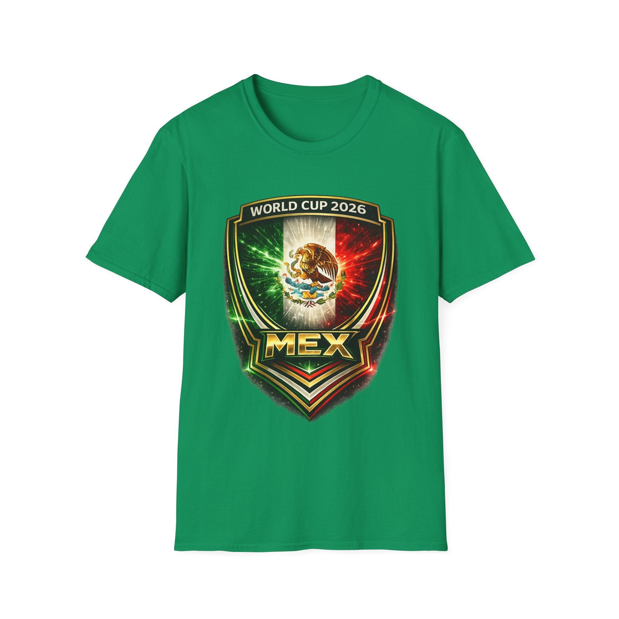 Mexico World Cup 2026 Soccer T-Shirt – MEX Crest with Mexican Flag Colors