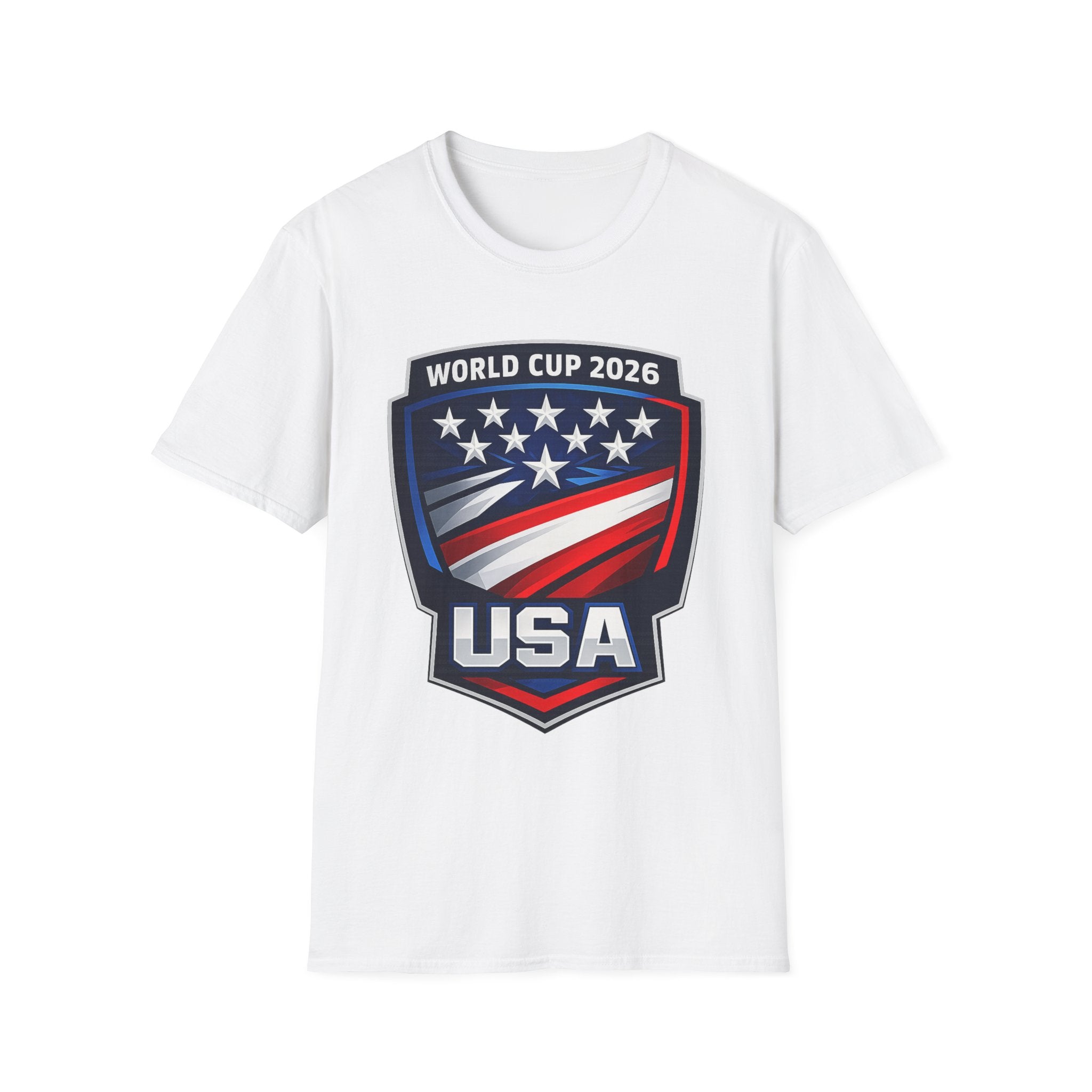 USA World Cup 2026 Soccer T-Shirt — American Flag Shield Soccer Fan Tee