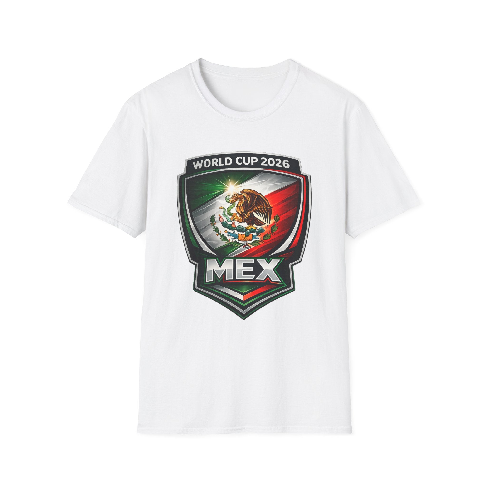 Mexico World Cup 2026 Soccer T-Shirt – MEX Crest with Mexican Flag Colors