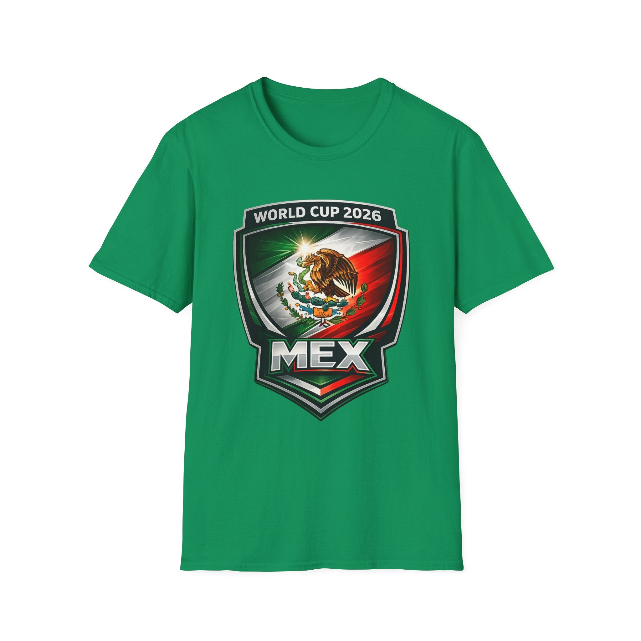Mexico World Cup 2026 Soccer T-Shirt – MEX Crest with Mexican Flag Colors