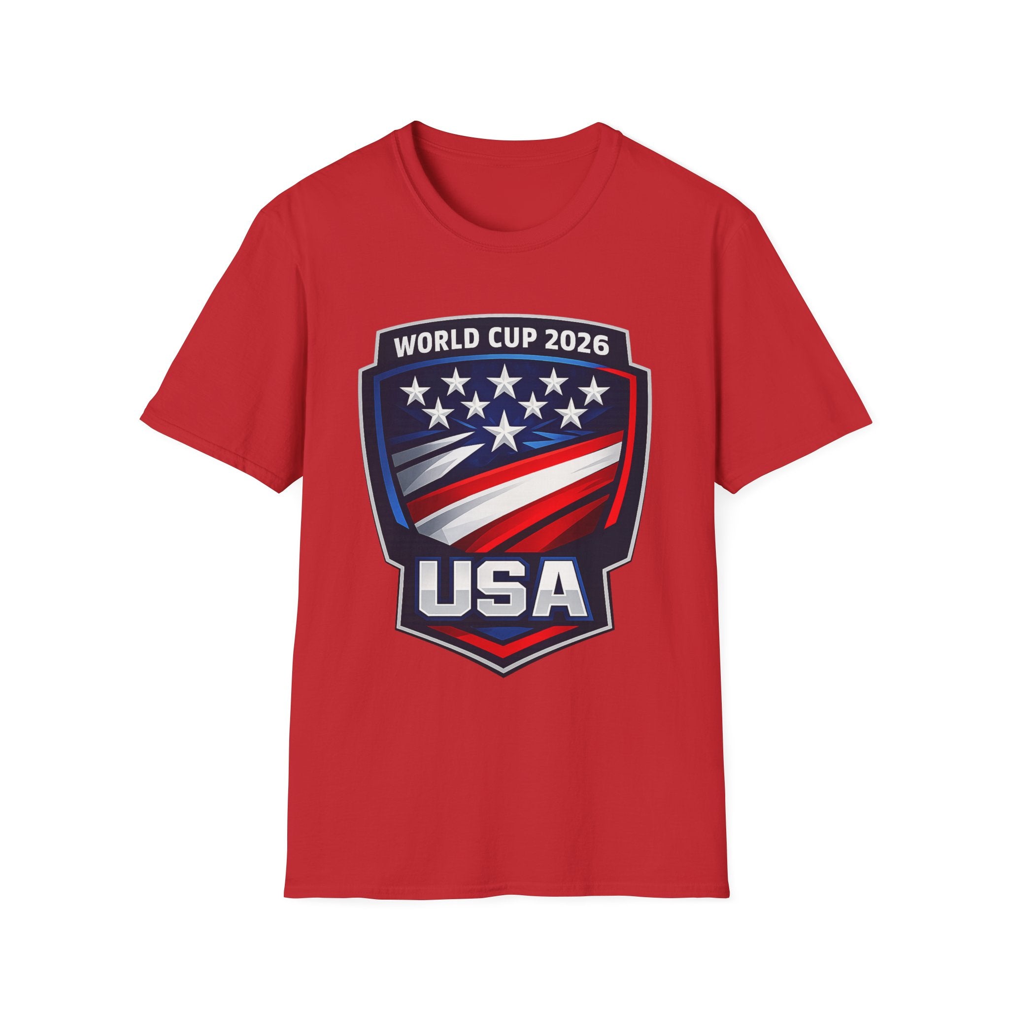 USA World Cup 2026 Soccer T-Shirt — American Flag Shield Soccer Fan Tee